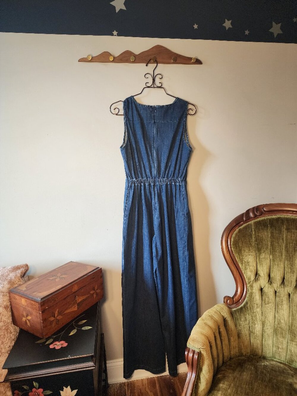 NWT Mixed by Nasrin Denim Boatneck Wide Leg Jumpsuit M - Picture 1 of 5